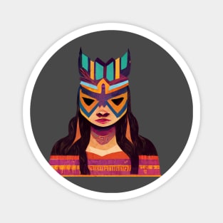 Indigenous Lucha Warrior Woman Magnet